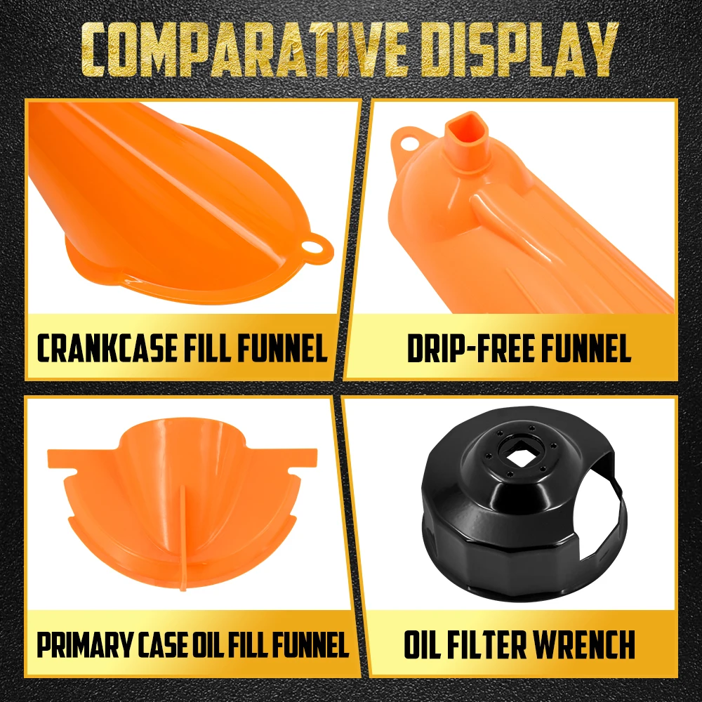 Motorcycle Oil Fill Funnel Cover Primary Case Funnel Wrench With 1105 Sealing O Rings  For Harley Softail Dyna Trike Touring FL