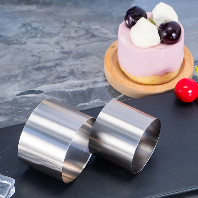 جولة الفولاذ المقاوم للصدأ موس قالب الكعكة أدوات الخبز-صنع كعكة أداة زخرفة المعجنات كعكة موس قالب الكرة السوشي أداة المطبخ #5