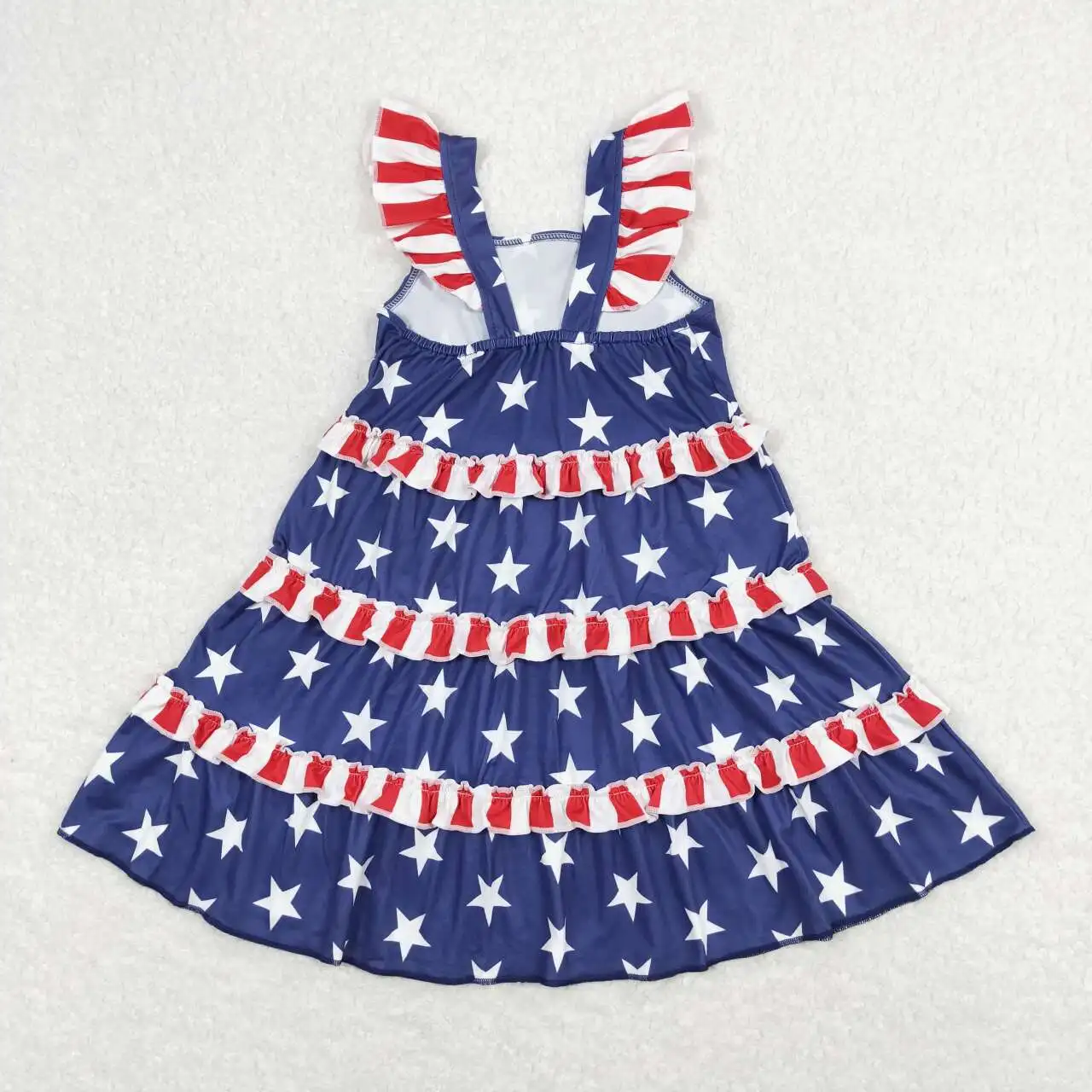 GSD0681Boutique Baby Toddler Girls Summer Dress Star Print Sleeveless Independence Day July 4th Kids Boutique Clothes