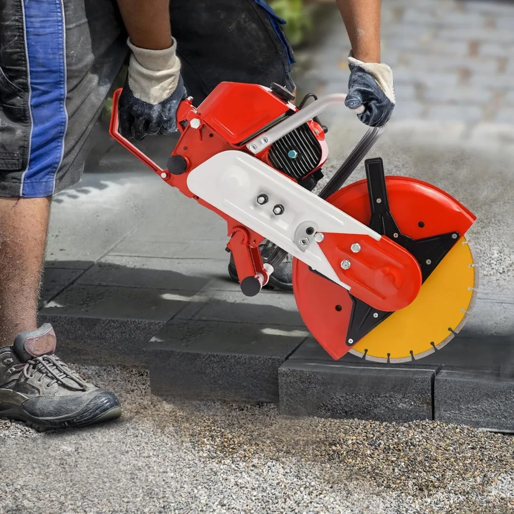 Piła do betonu zasilana benzyną, 12 cali, 6500 obr./min, piła do cięcia stali z silnikiem dwusuwowym 2900W 78,5 cm3, maksymalna głębokość cięcia 4 cale, cięcie na mokro/sucho