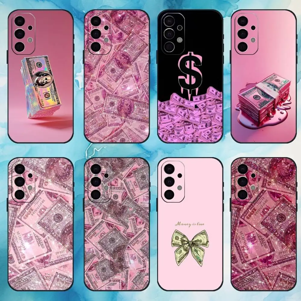 

Pink Dollars Banknote Design Phone Case For Samsung Galaxy A73,A72,A71,A70,A53,A52,A51,Others Soft Black Cover
