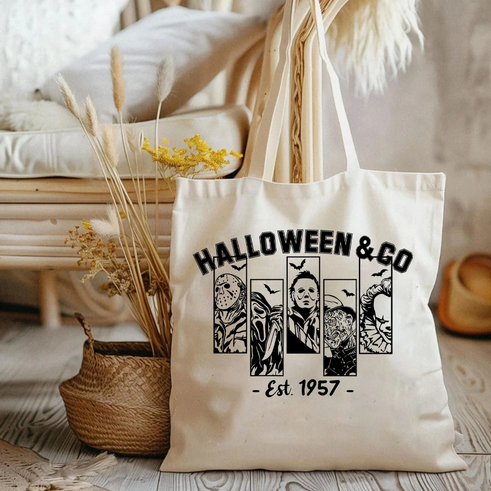 Halloween Horror Movie Killers SVG Tote Bags Halloween Horror Friends Svg Damskie torebki na zakupy Horror Movie Svg HandBags