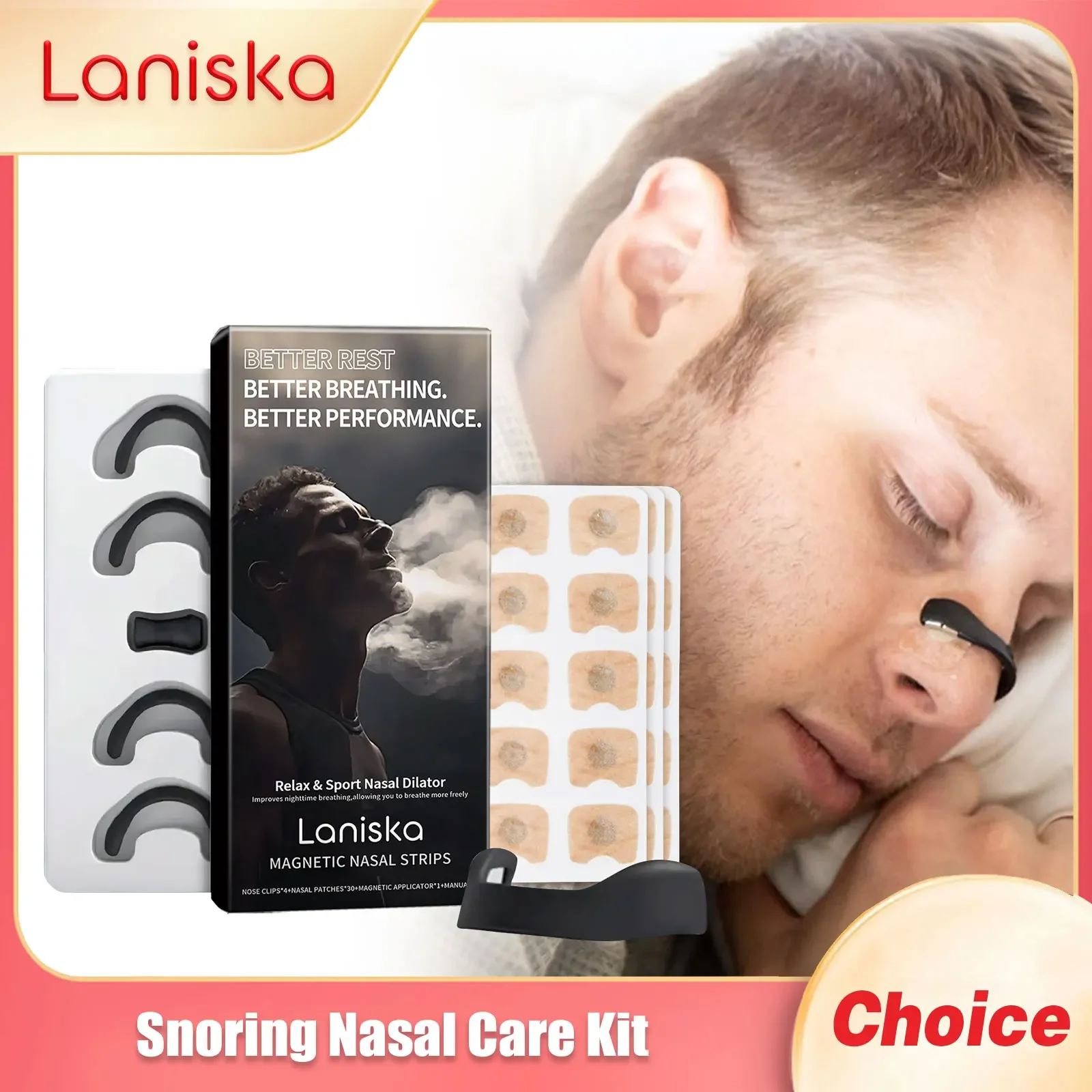 Laniska Snoring Nasal Care Patch Kit Nose Tape Children Adult Increase Sleeping Quality Portable Sleep Breathing Improve Sticker