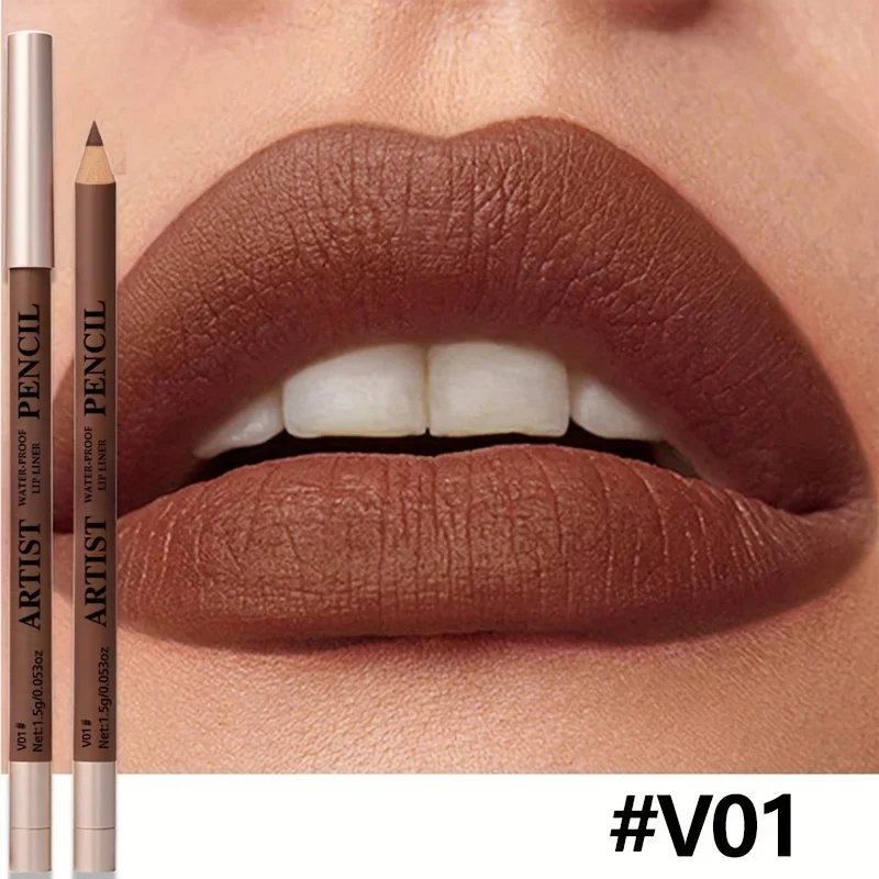قلم تحديد الشفاه غير اللامع مقاوم للماء، تركيبة غير جافة تدوم طويلاً، جميع أنواع البيج، مكياج الشفاه غير اللامع لأحمر الشفاه والبطانات اللامعة