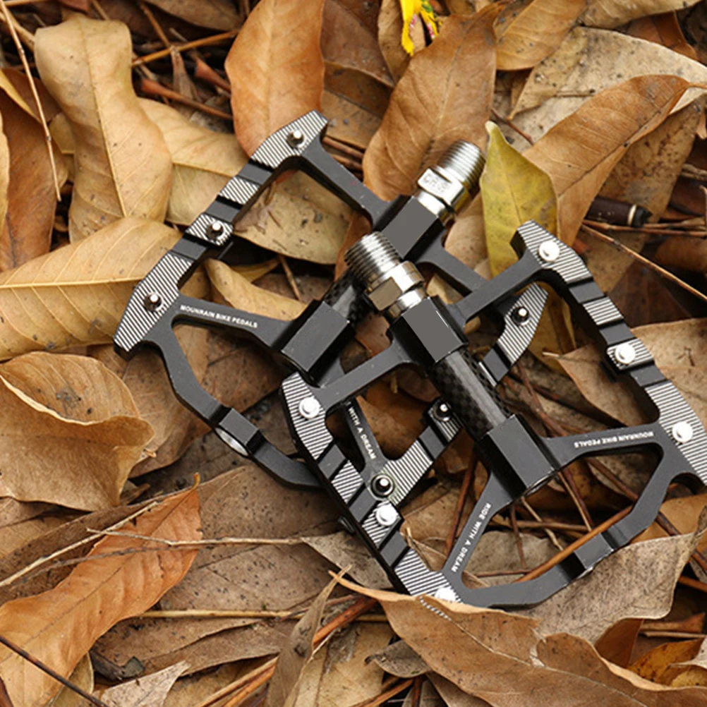 Aluminum Alloy Bike Pedals Durable Non-Slip for Mountain Bikes Corrosion Resistant Easy Installation Black Free Size