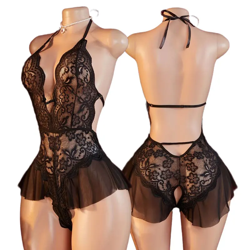 Lencería Sexy para Mujer, Tallas S M L XL 2XL, Disfraz Erótico de Encaje, Vestido Teddy Baby Doll, Sujetador Abierto, Lencería Porno