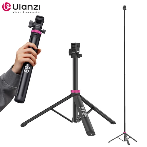 Ulanzi MT-89 퀵릴리즈 라이트 스탠드 확장형 삼각대, 콜드 슈 마운트 포함, 1/4 인치 QR 플레이트, DSLR 카메라 비디오 라이트 마이크용, 2M 