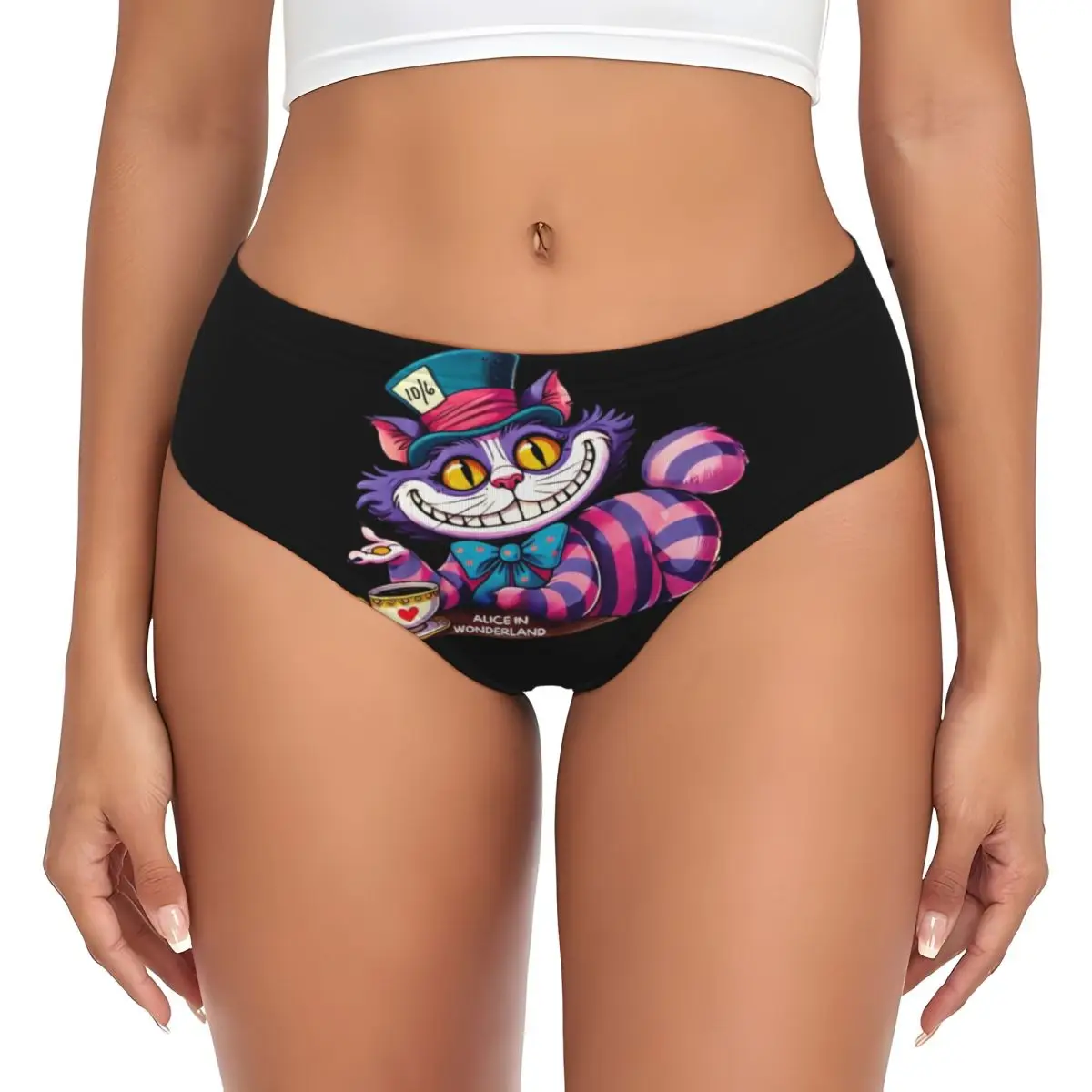 Braguitas personalizadas con diseño de Alicia en el país de las Maravillas, bragas transpirables con diseño de gato de Cheshire, ropa interior, regalos para el Día de San Valentín