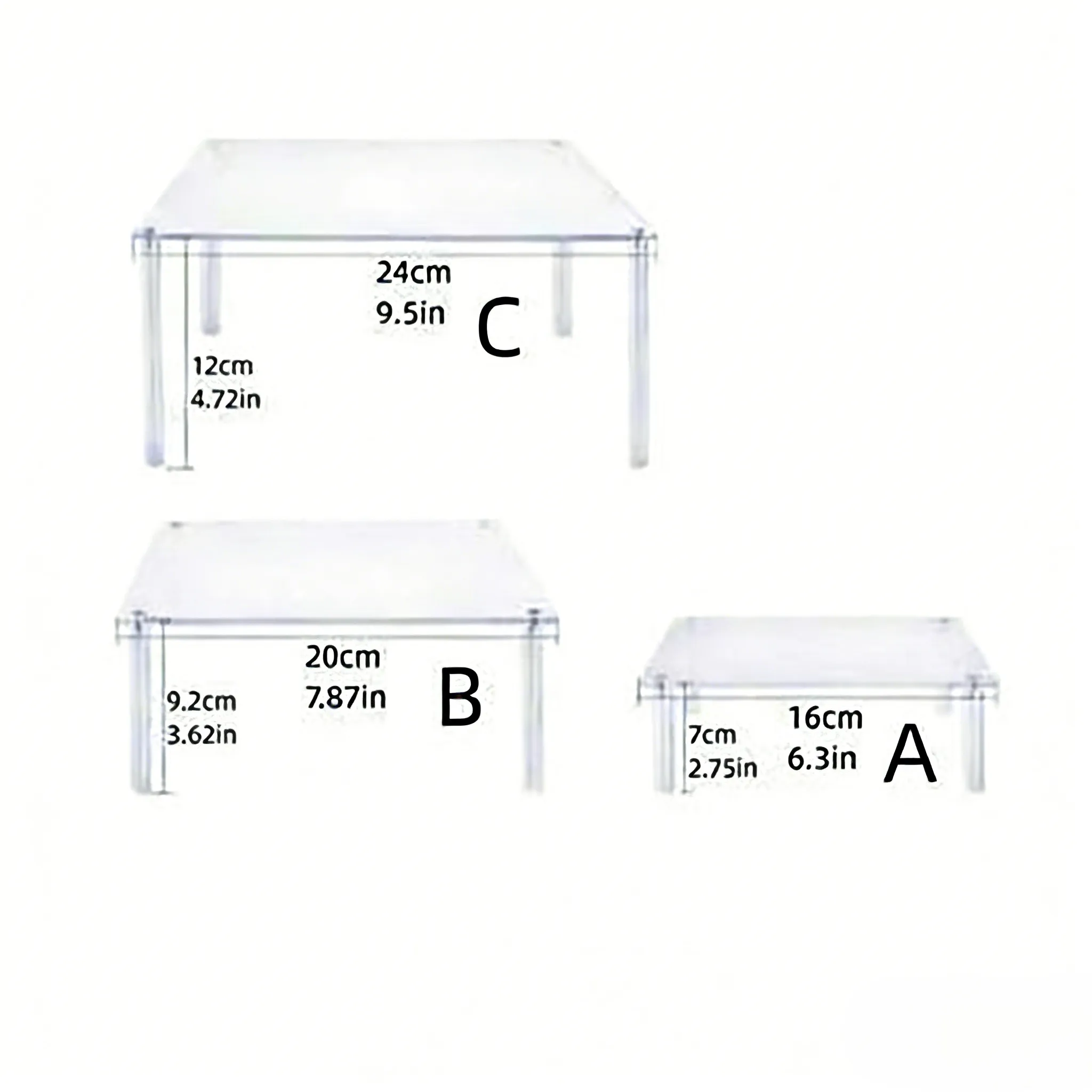 Elegant 3-Piece Square For Acrylic Stand Set for Cakes Pastries and Confections at Celebrations and Receptions