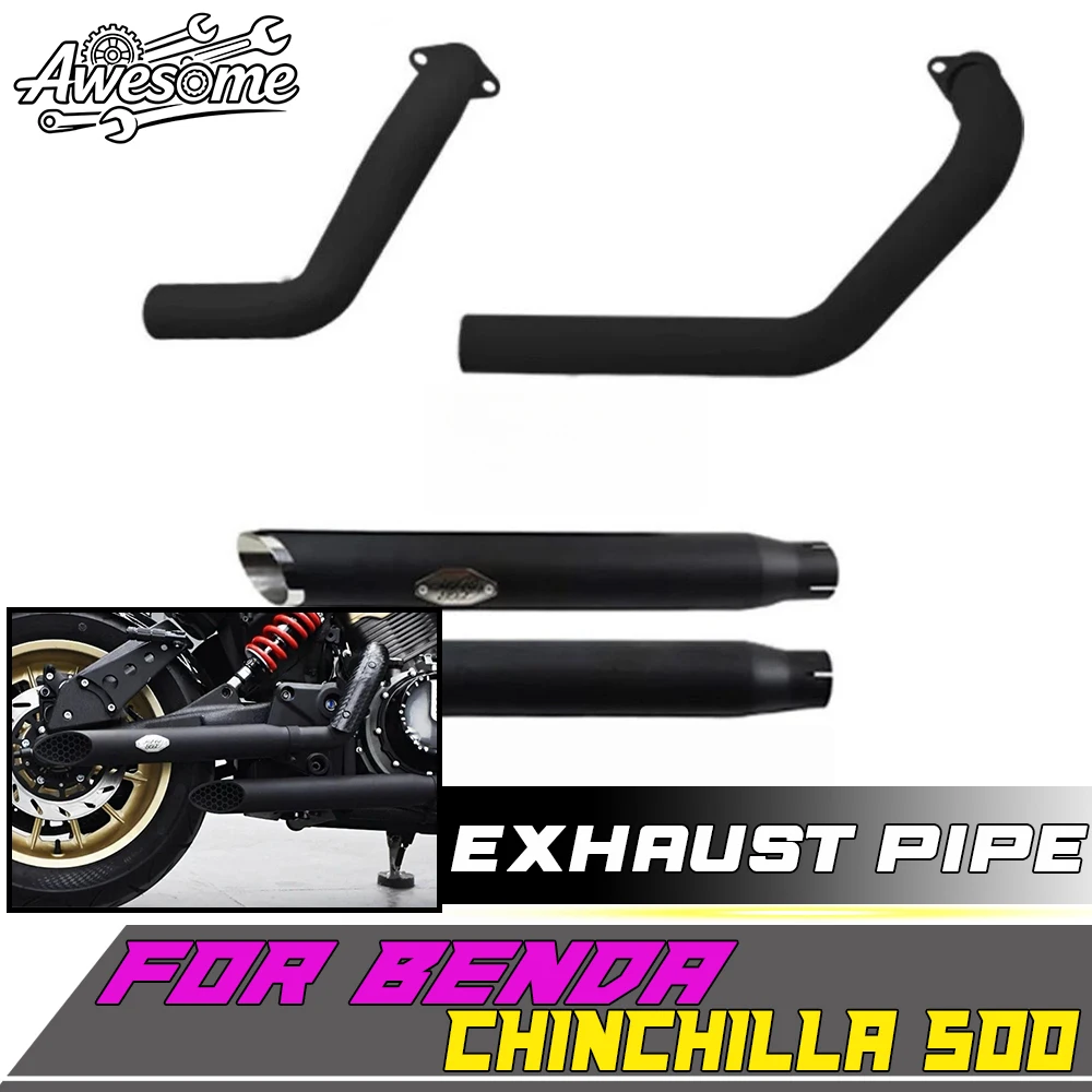 VH Full Exhaust Pipe Right Dual Outlet Deep Sound Fit For BENDA CHINCHILLA 500 chinchilla 500 500chinchilla