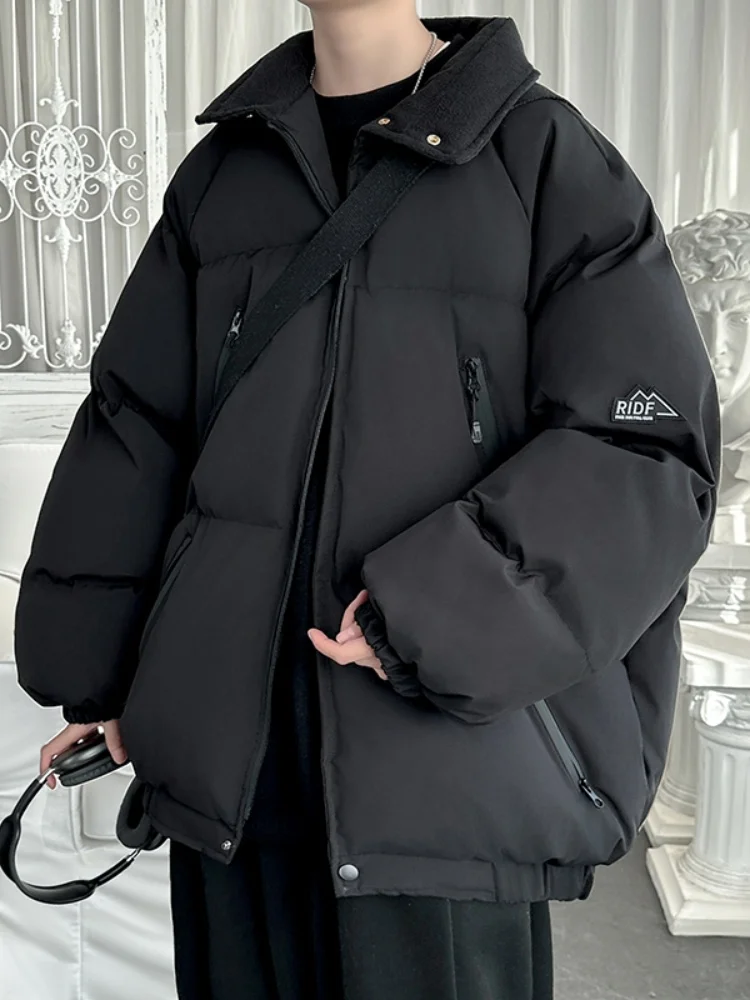 

Retro American Workwear Cotton Jaet Men's Winter Thi Warm Stand Collar Bread Coat Outerwear Casual down Cotton Clothes