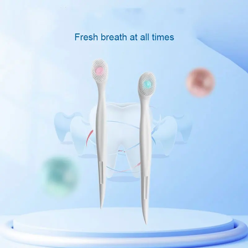 Escova de dentes descartável com palito, Mint Peach Flavor, Mini Explodida Bead Tooth Brushes para Adulto, Limpeza Oral