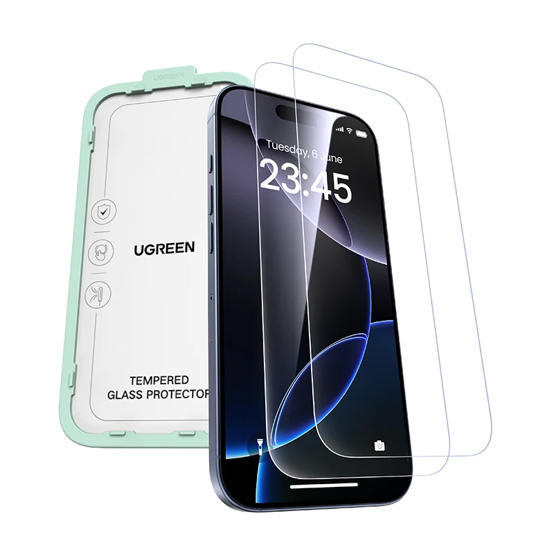 UGREEN 2PCS Screen Protector For iPhone 18 17 16 15 14 13 Pro Max Tempered Glass For iPhone 16 Plus Screen Protectors 15pro Film