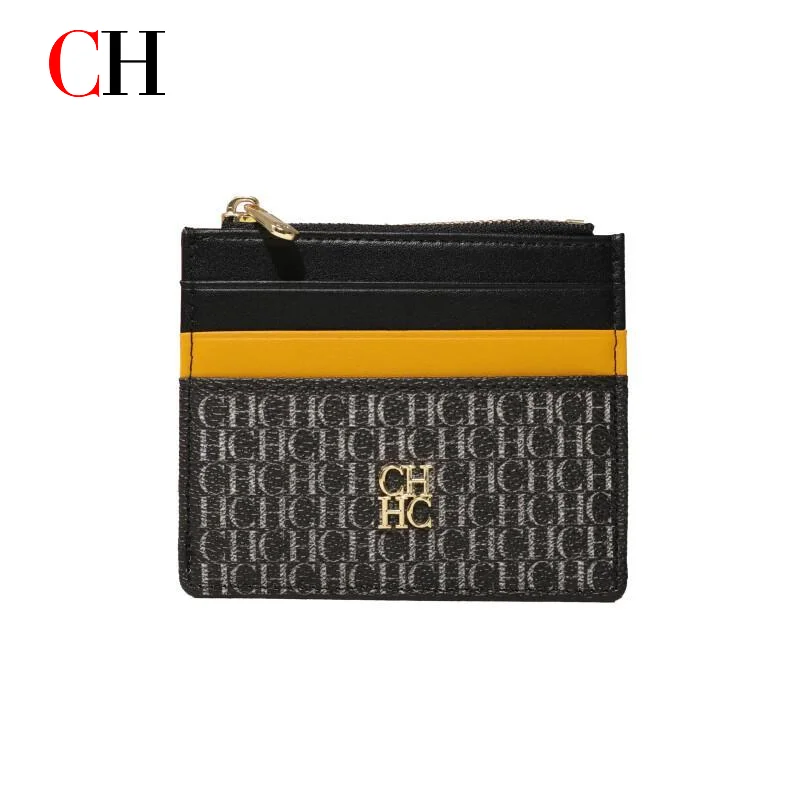 CH Women Card Holder Wallet Luxury Letter Print Coin Purse Zipper Mini Wallet Multiple Card Slots Fashion Slim Bag Accessories