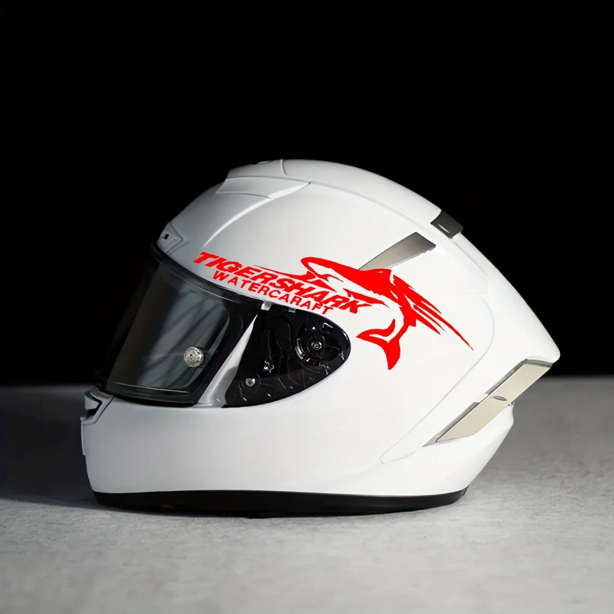 Red Tiger Shark Helmet Sticker Waterproof PVC Decal For Motorcycle Car Mirror Biker Graphic Decoration