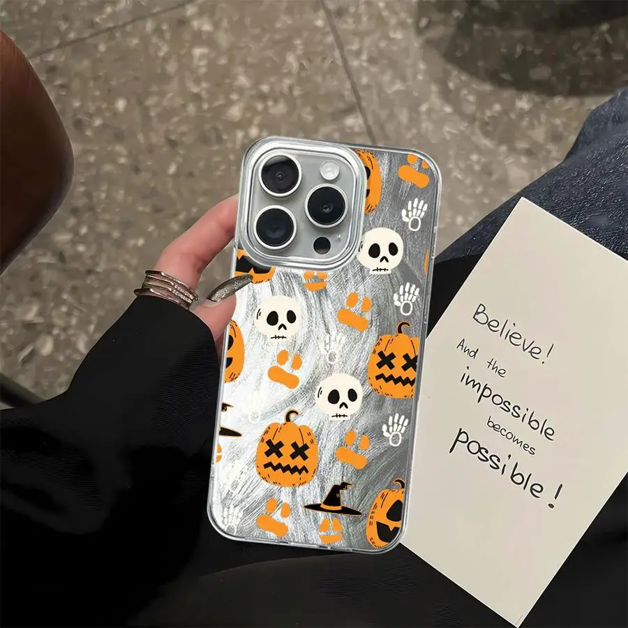 Schwarze Softshell-Handyhülle für Apple iPhone 16e 12 14 14 Plus 11 13 Pro 17 Air 15 16 Pro Max Cartoon Halloween