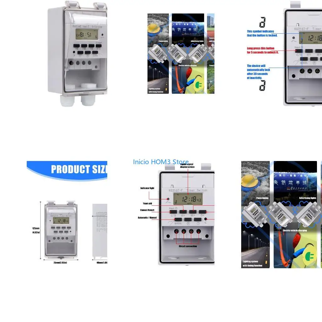 A5YD 7 Day Programmable Timer Component  Waterproof Heavy Duty Digital Timer Controllers