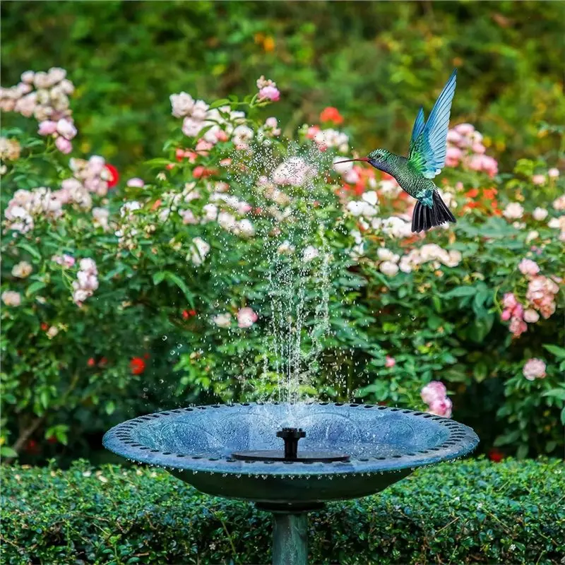 B08B-For Bird Bath For Outdoor Pool Circulation 1W Solar Water Pump 150L/H Circular Fountain Pump 4 Nozzles 13X13cm Garden