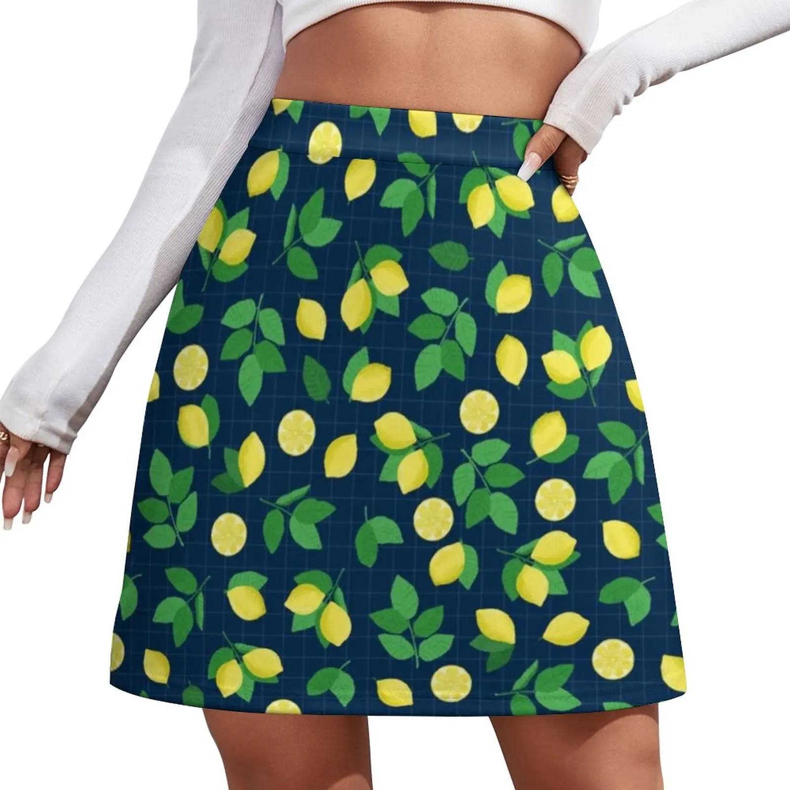 

Lemon Life Skirt Green Leaves Print Street Fashion Casual Skirts Women Elegant Mini Skirt Pattern Clothing Birthday Gift