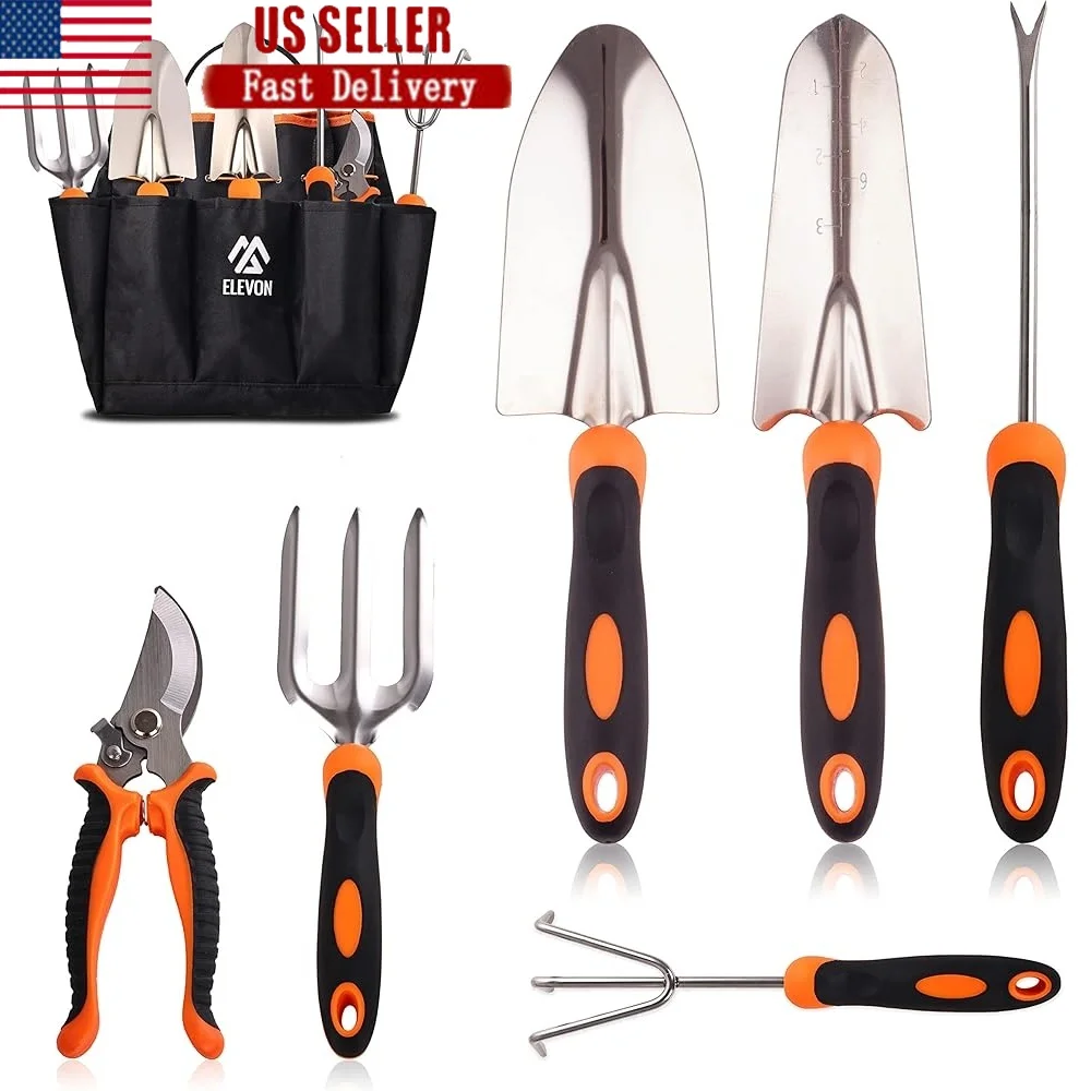 

Stainless Steel Gardening Tool Set Heavy Duty Ergonomic Handles Durable Storage Bag Effective Garden Work and Plant Care
