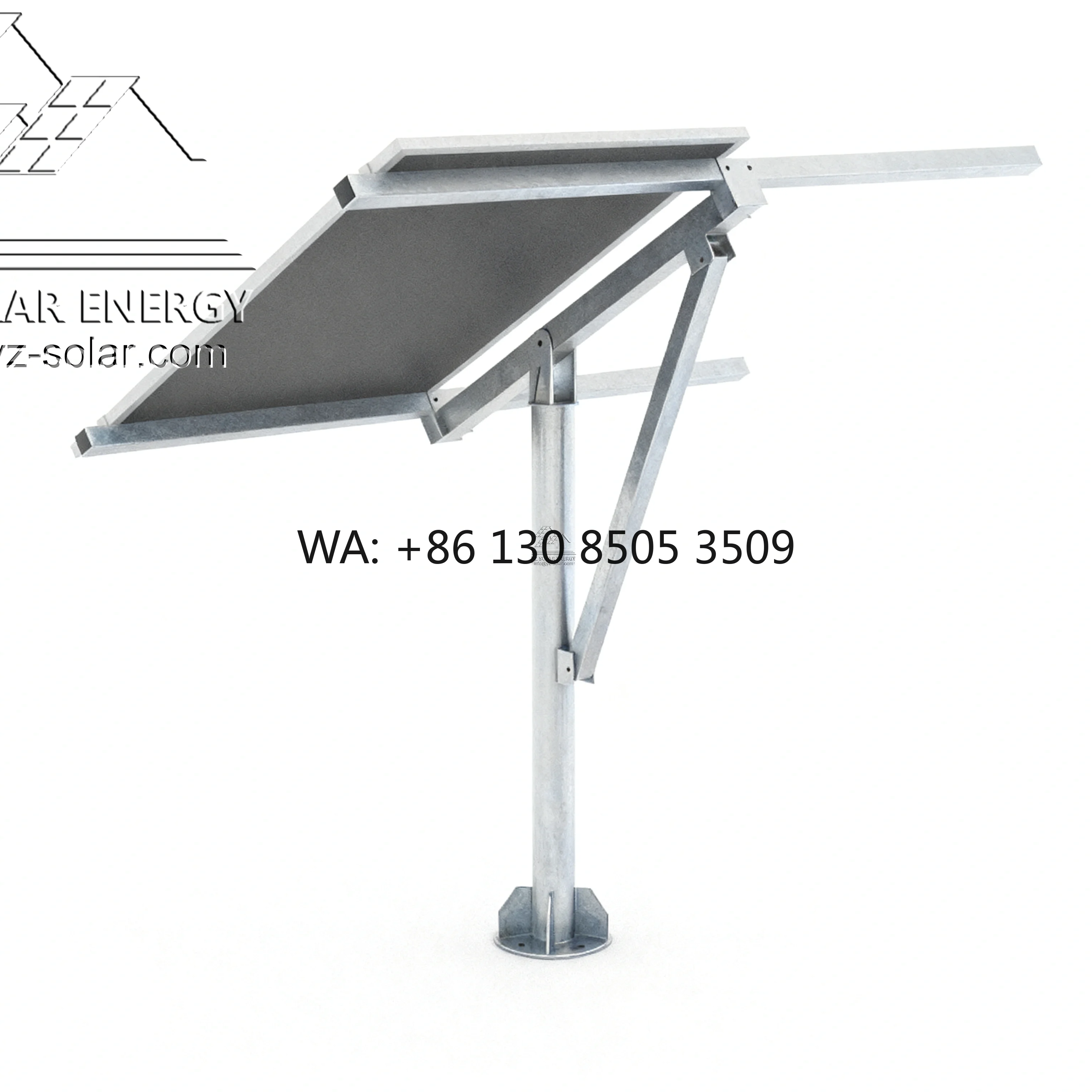 High Accuracy SUS304 Stainless Steel Single Pole Ground Mounting System Solar Anchors Quick Installation Anodized Wind Load