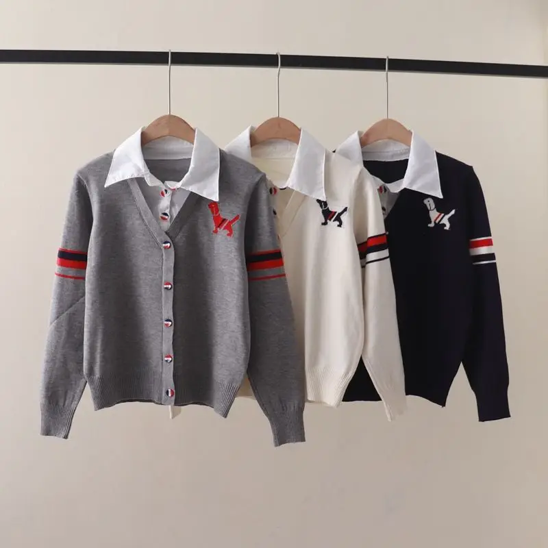 

2025 New Fake Two Piece Polo Collar Women's Knitted Shirt Versatile Hooded Shirt Collar Stylish Age Reducing Bottom Shirt