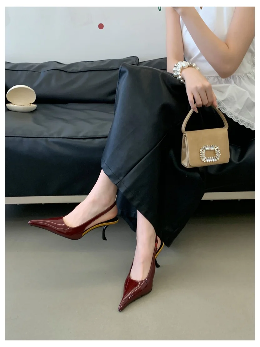 2026 SPring New Brand Pointed Toe Slingback Sandal Thin Heel Pumps Shallow Slip On Ladies Elegant Sandal Fashion Pumps For Party