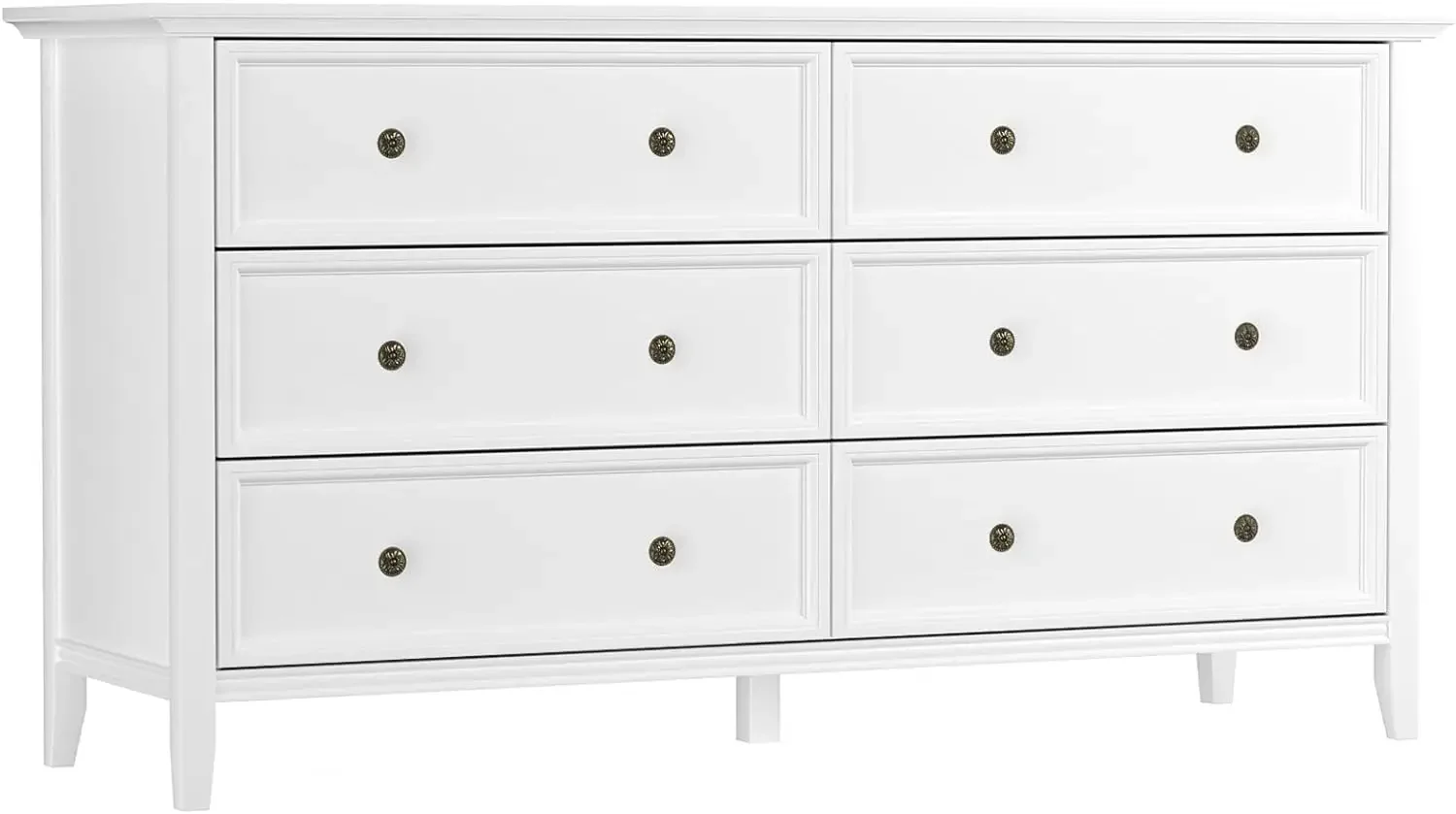 

6 Drawer Dresser for Bedroom,Ample Storage Space,Chic Design, Modern Solid Wood Chest of Drawers (White/Caramel)