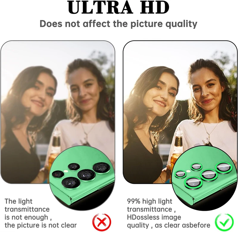 ضوء الليل مضيئة حلقة معدنية زجاج عدسة الكاميرا حامي لسامسونج غالاكسي S25 S24 S22 الترا S23 زائد S25 + عدسة غطاء الفيلم