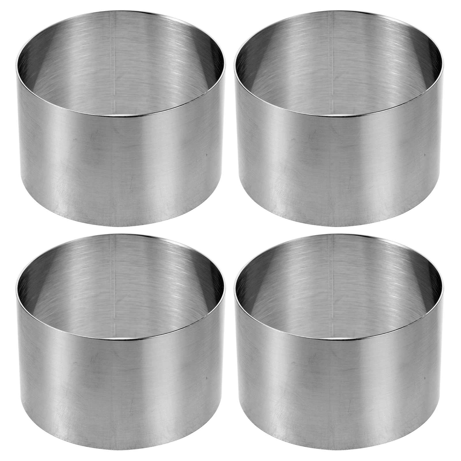 

4pcs Stainless Steel Mousse Ring 6X6X5Cm Reusable Baking Mold Cake Pan Cookie Mould Corrosion Resistant High Temperature