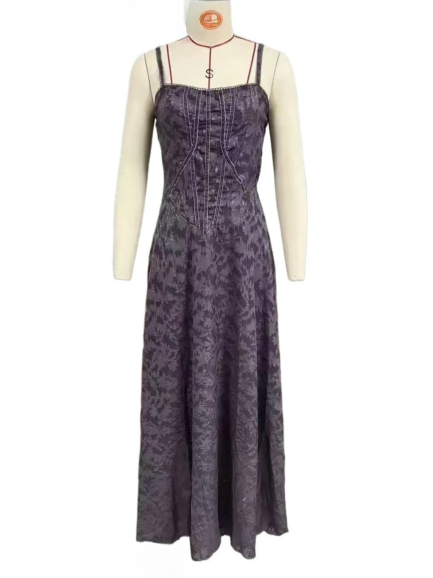 

Vitnage Spaghetti Straps Embroidery Long Formal Evening Dress