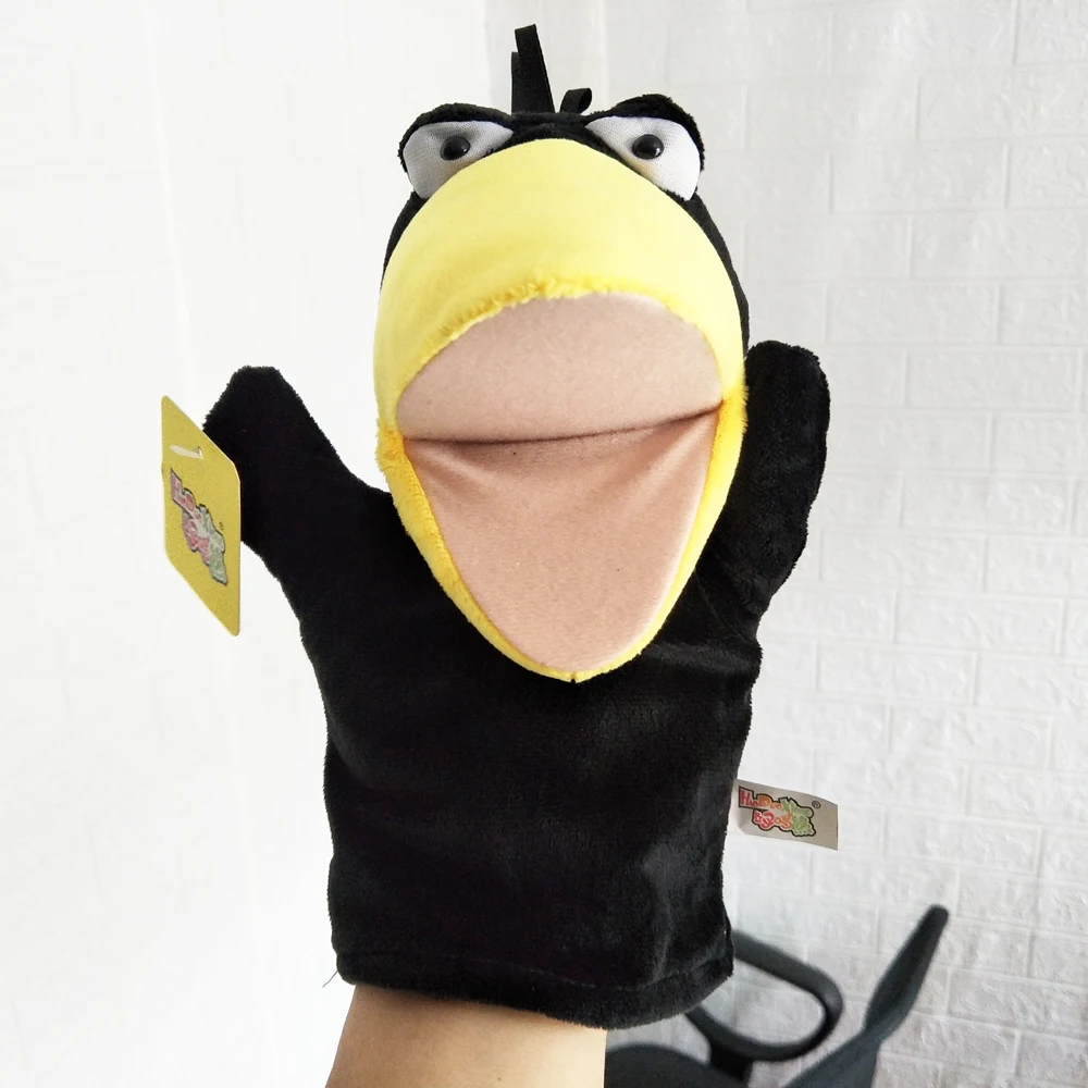 Brinquedo bonito da pelúcia do fantoche da mão do pássaro do corvo para o presente recheado das crianças