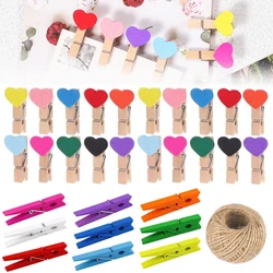 25/30mm Natural Wooden Colored Photo Mini Clips Memo Paper Peg Clothespin DIY Stationery Christmas Wedding Party Home Decor