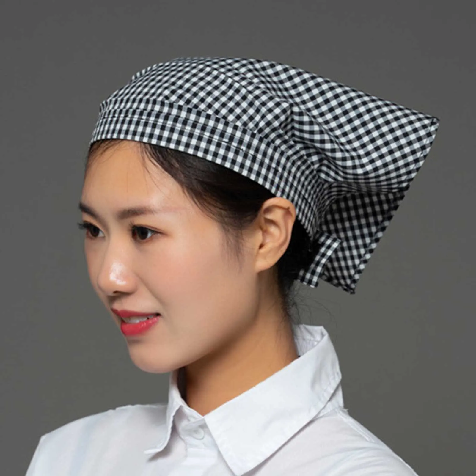 Cotton Head Kerchief for Restaurant Kitchen Staff Women Men Chef Hat Food Hygiene Work Cap Bandana Hairwrap Durable Soft