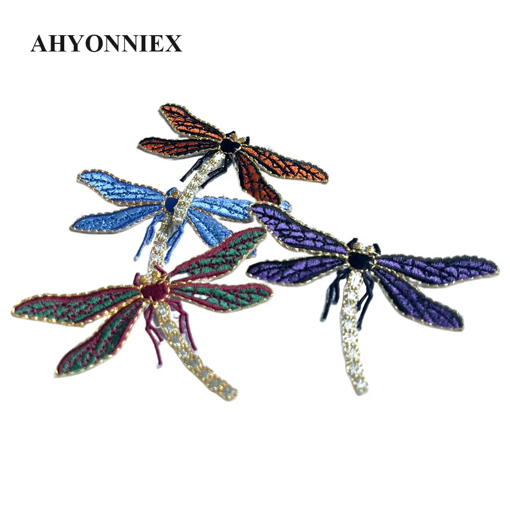 1 Piece Embroidered Dragonfly Patch Cloth Stickers for Jeans Coat Accessories Iron On Applique for DIY