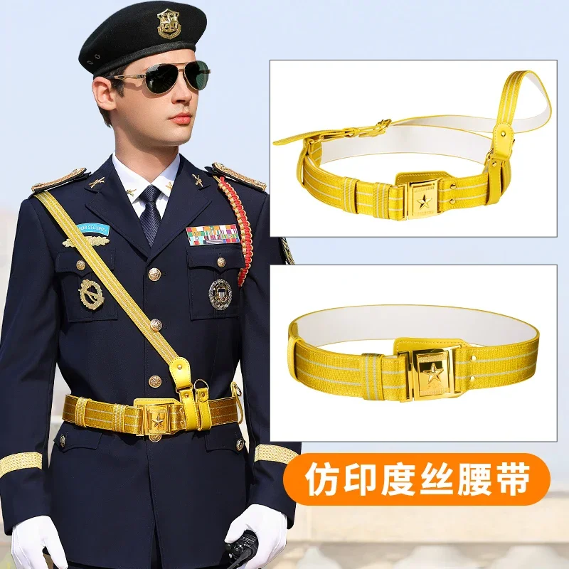 Security uniform gold belt black male image post yellow concierge silver security uniform 1 piece