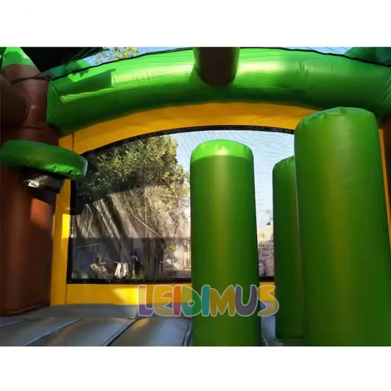 Commercial Green Palm Tree-themed Inflatable Trampolines Create Multifunctional Mini Playgrounds, Doubling the Fun.