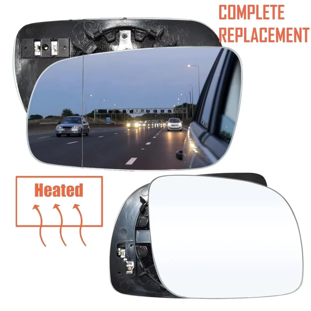 Cristal de Espejo Retrovisor Exterior para Volkswagen GOLF MK4 JETTA BORA PASSAT B5, Cristal de Espejo Retrovisor con Calefacción, Asférico, Grande, 1J1857521C