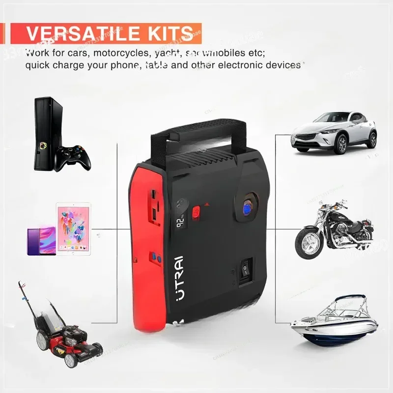 Utrai 2000A Jump Starter Vehicle Emergency Tools with Air Pump Powerbank Jumpstart with LED Light Tire Inflator OEM Factory