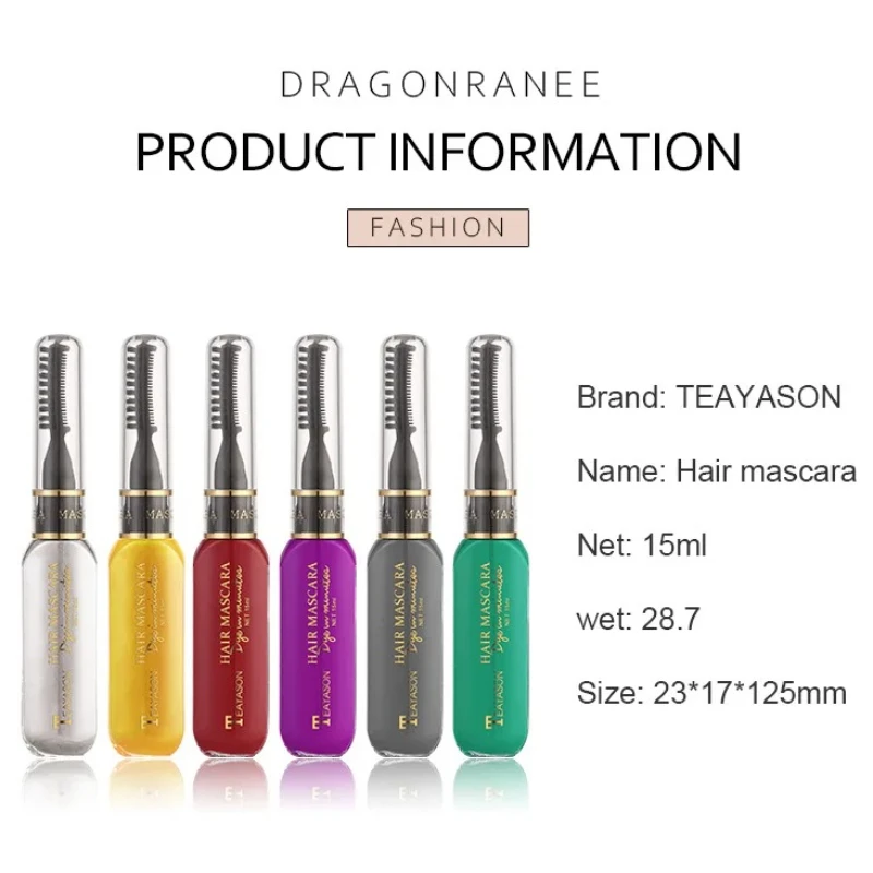 Disposable Hair Colour Dye Temporary Hair Dye Mascara Dual Purpose Washable Hair Coloring Cream DIY Dying Hairstyle Supplies