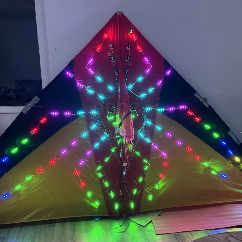 3 SQM delta LED spider red/black/yellow base 544 fabric ripstop umbrella cloth  kite with 10m tubing tails in surper high bright