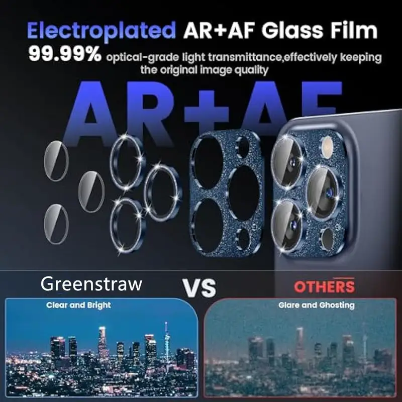 Bling Metal 9H Tempered Glass Camera Protector for iPhone 15 Pro Max Plus 14 Glitter Alloy Shield Lens Rings Cap Full Cover Film - Image 6