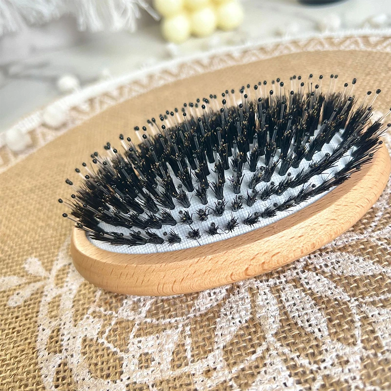 Elliptic Hair Brush Boar Bristle Massage Comb Anti-static Hair Scalp Woodiness Brush Styling Detangling Straighten Comb