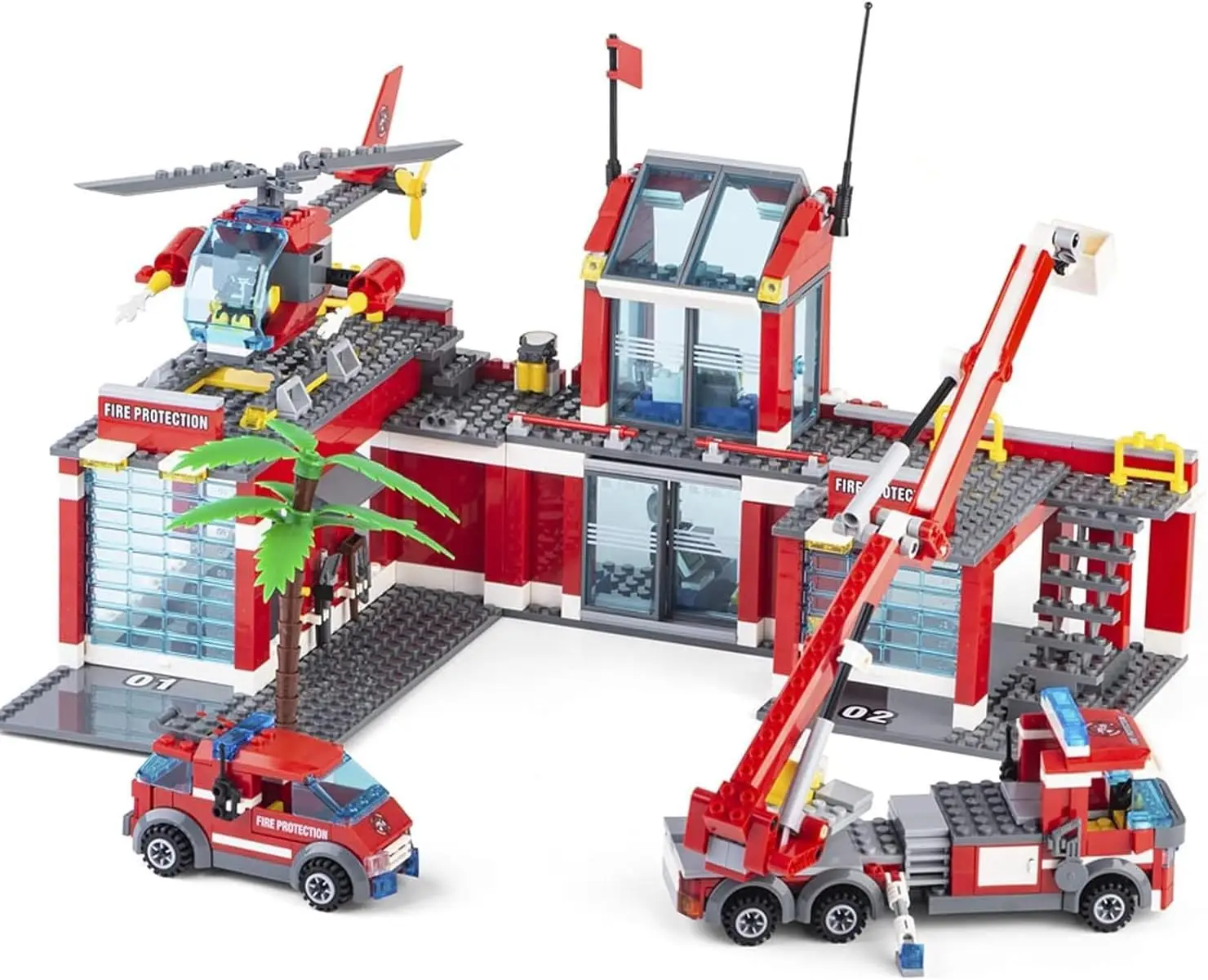 

Fire Station Building Kit with 774 Pieces, Includes Fire Truck, Helicopter & Figures - STEM Toy Gift