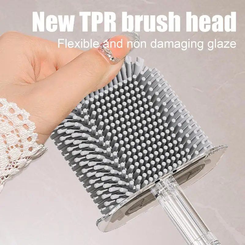 Toilet Bowl Brush and Holder Wall Mounted No Drill Durable Vertical Toilet Brush Bathroom Cleaning Brush Scrubber for Bathroom