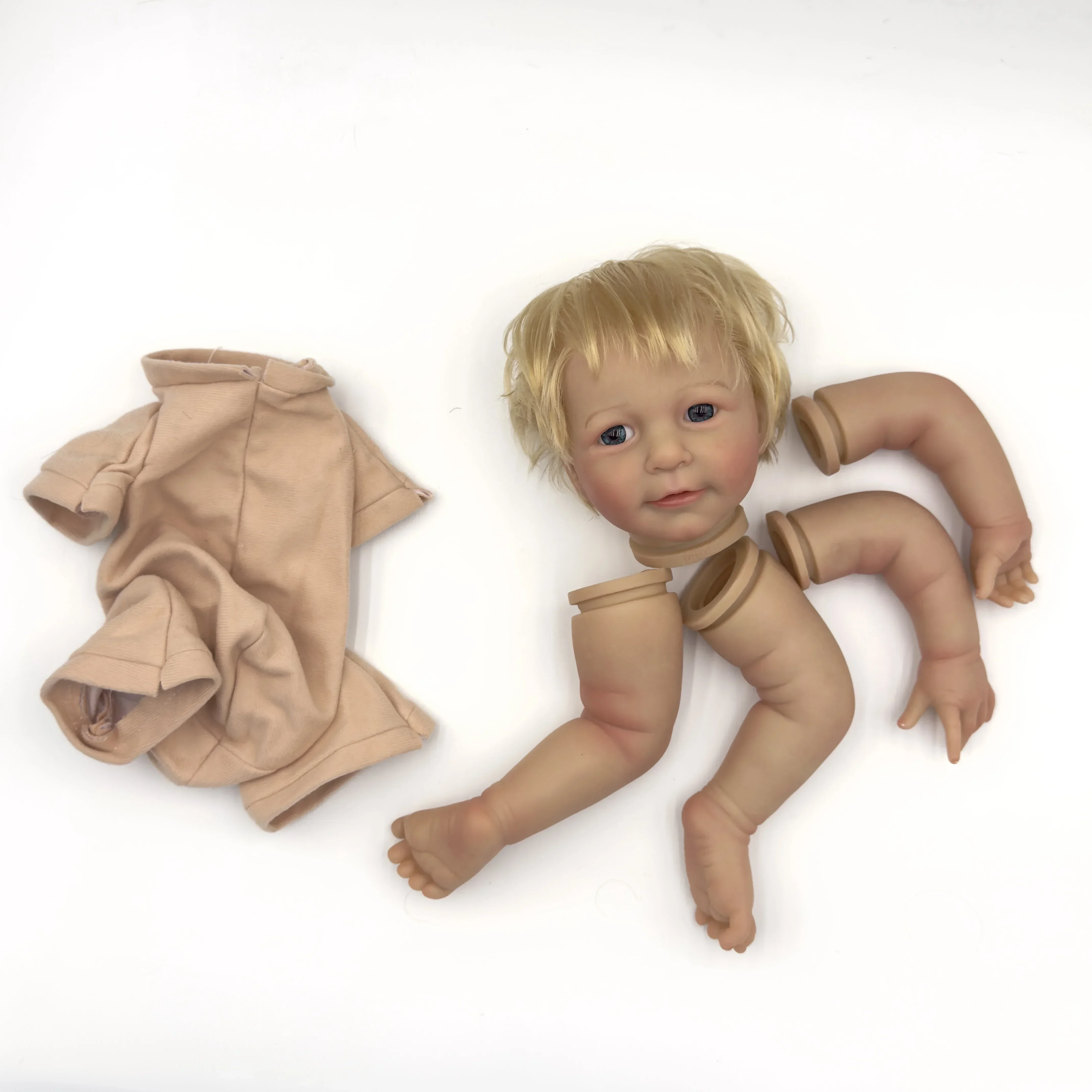 20inch Lisa Already Painted Reborn Doll Kits Baby Parts Blonde Hair with Cloth Body and Eyes Cute Birthday Christmas Gifts