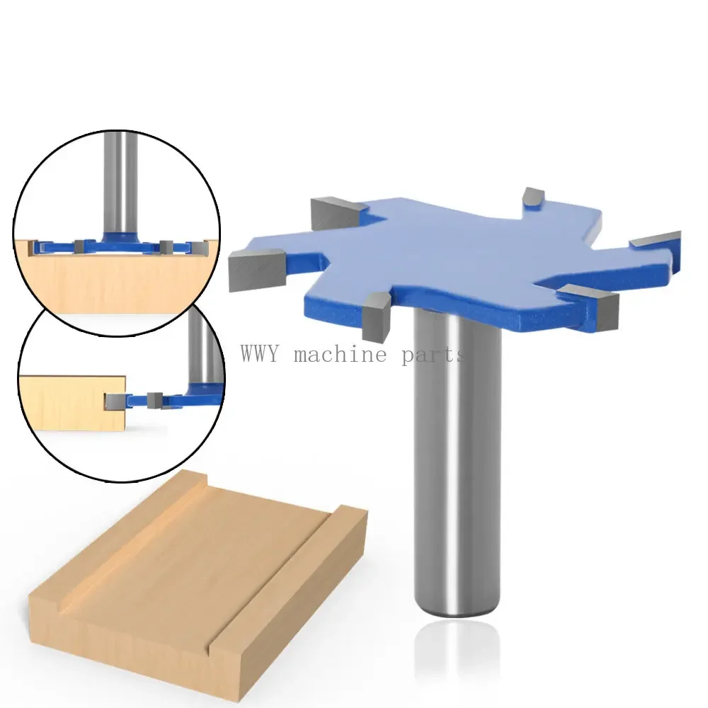 Woodworking Milling Cutter 6 Edge T-Cutter Mahogany Six Teeth Large T-Cutter With Shank Groove Cutter Lengthened Shank Thickness