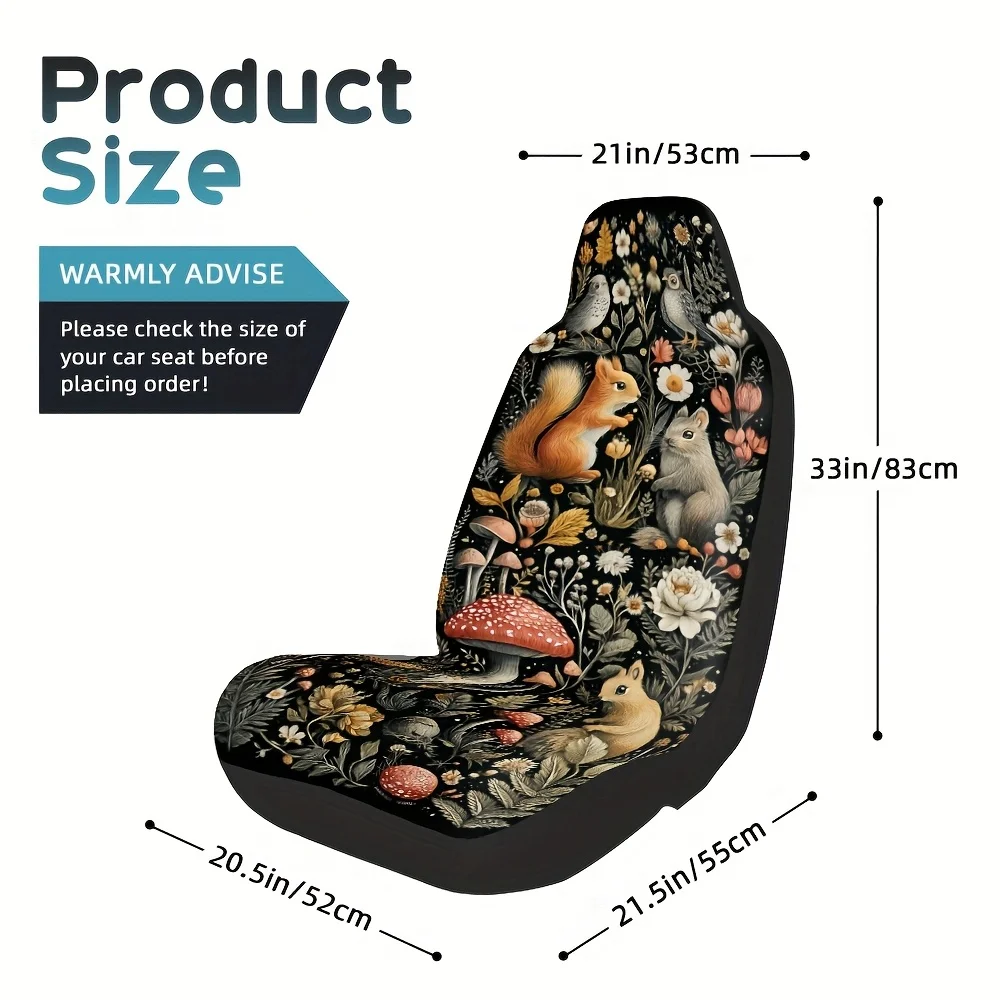 2pcs Modern Animal Print Car Seat Covers - Soft Washable Polyester, Universal Fit For Most Vehicles, Stylish Interior Upgrade Wi