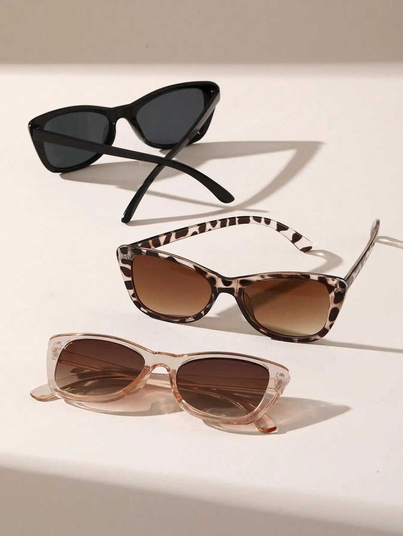 3 PCS Unisex Plastic Cat-eye Shape Fashion Sunglasses For Street Photography And Vacation Trips image 2