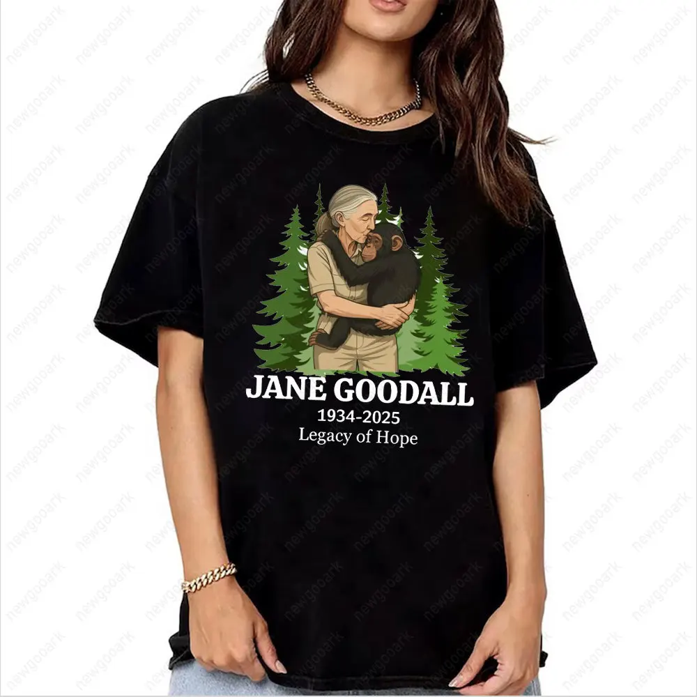Limited Jane Goodall Unisex Shirt for Men and Women 90s Cotton Graphic T Shirts Breathable Short-sleev Outdoors Streetwear